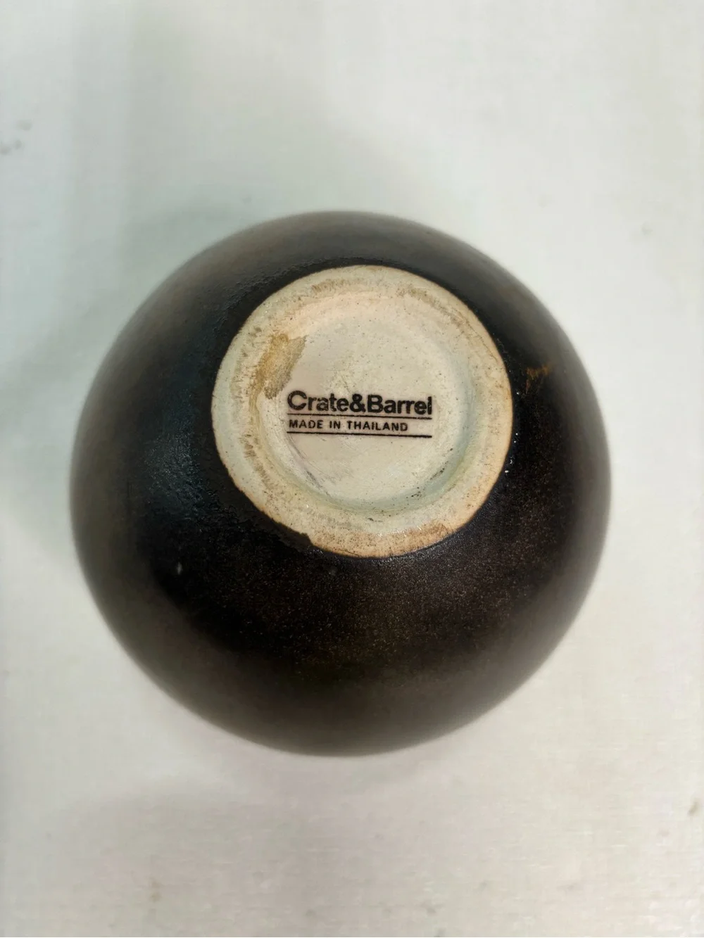 Crate&Barrel Matte Dark Brown Round Accent Vase